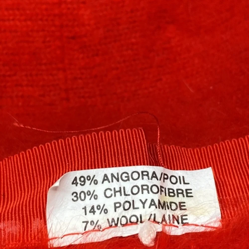 Vintage Red Angora Blend Fuzzy Cloche Bucket Hat – Soft & Cozy - Picture 8 of 8